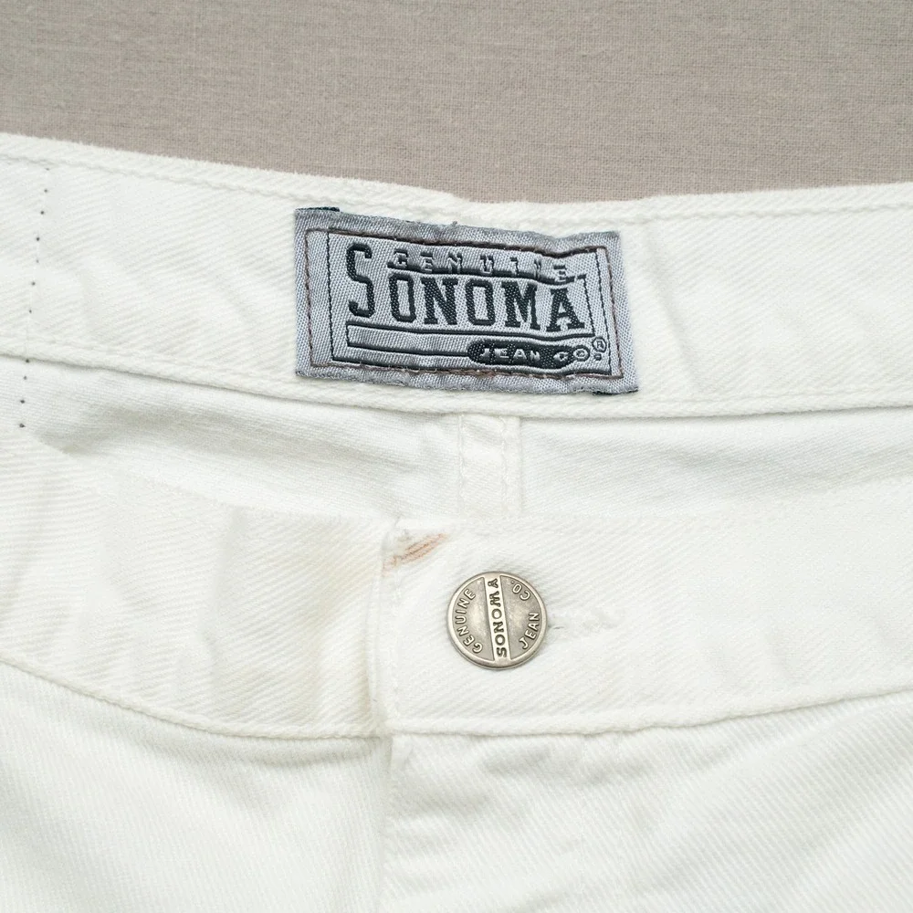 Vintage 80s 90s Baggy Genuine Sonoma Jean Co Women's Shorts White Denim 36x9